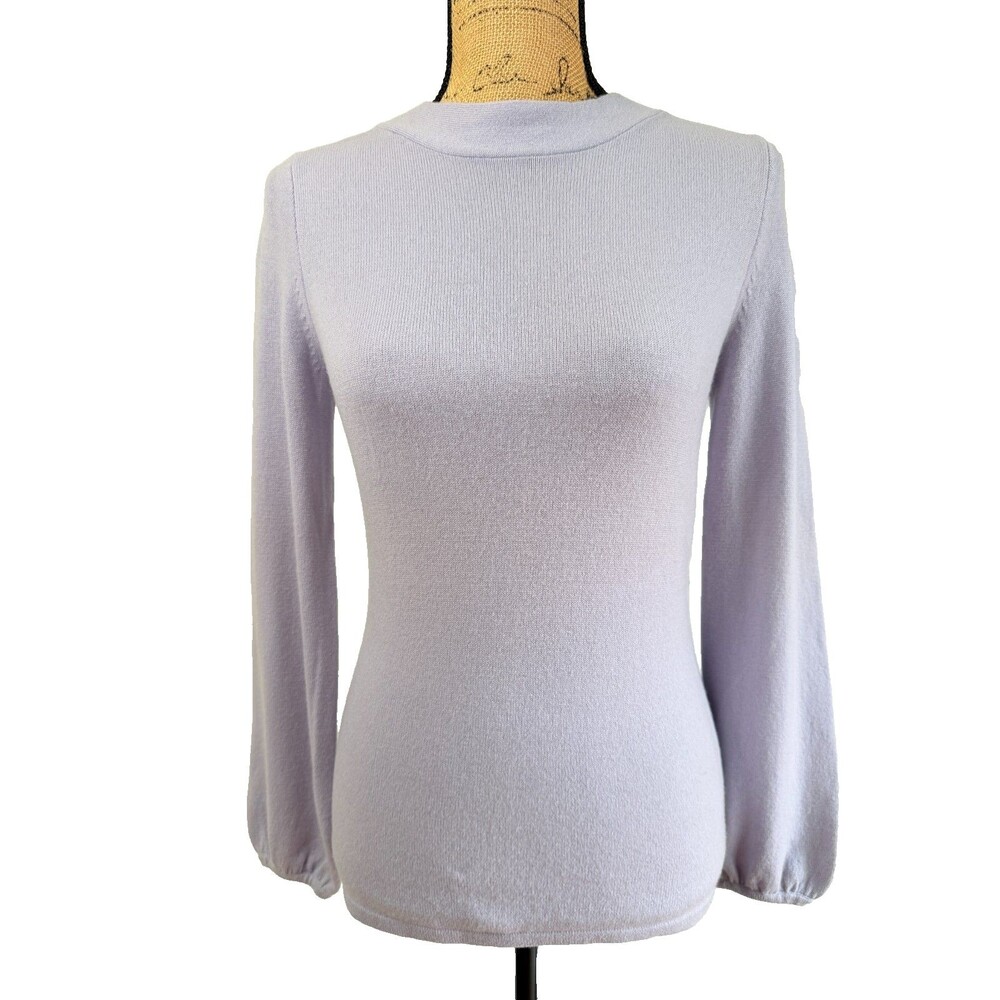 Carlisle Women Lavender Fine Knit Cashmere Feel Balloon Sleeve Sweater Sz S